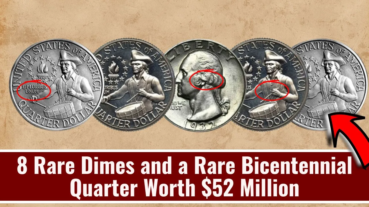 8 Rare Dimes and a Rare Bicentennial Quarter Worth $52 Million